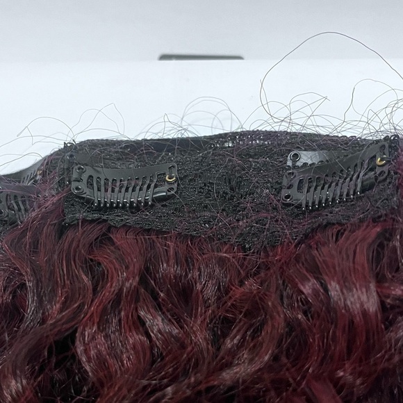 Curly Burgundy Hair Extension Clip In Extensions - Picture 3 of 7